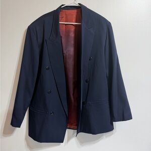Vintage City Streets Men's Double Breasted Blazer Size 42 Navy Blue Made in USA